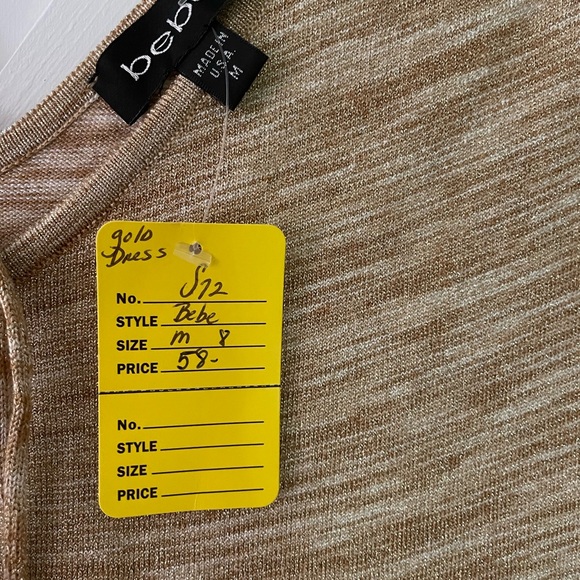 Bebe gold metallic midi dress size M/8 - Picture 6 of 7